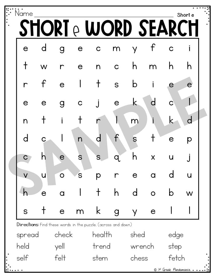 Short E Worksheets Phonics Activities 1st Grade Pandamania