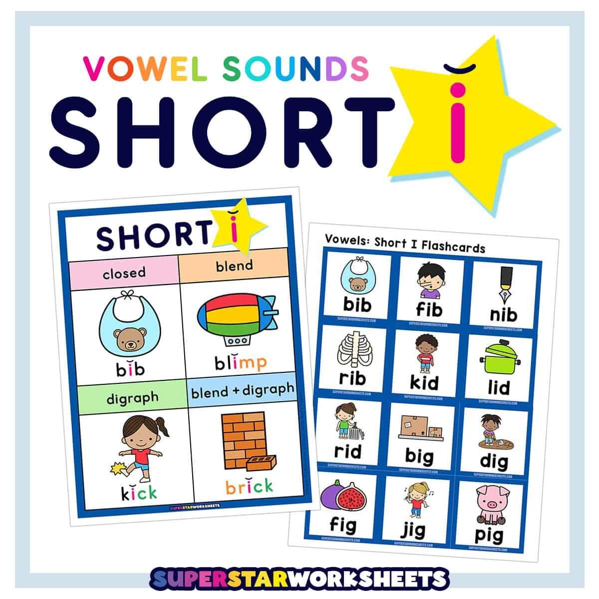 Short Vowel I Mini Coloring Book CVC Words 1 Ezpzphonics