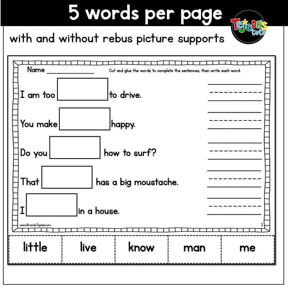 Sight Word Cloze Sheets Set 2 Fry Words 101 200 Tejeda S Tots