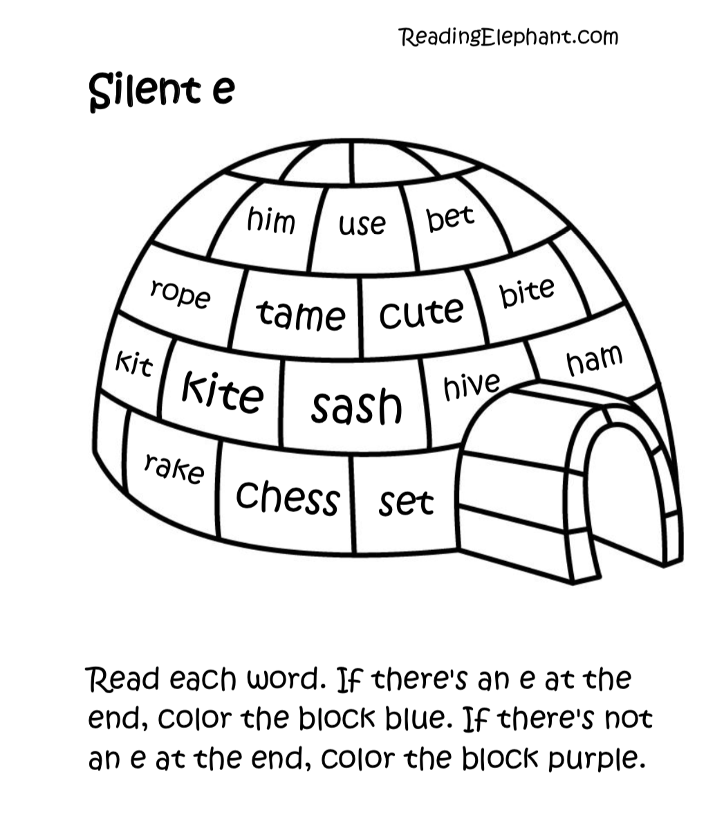 Silent E Worksheets Pdf Igloo Fun Reading Elephant Silent E Worksheets Free Printables Literacy Learn