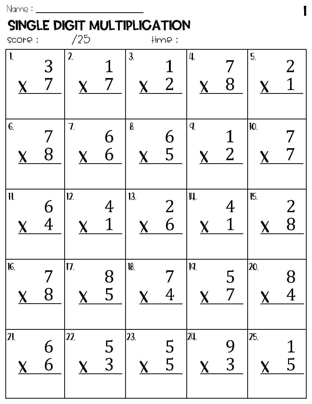 Multiplication Worksheets Single Digit Multiplication Worksheets Made By Teachers