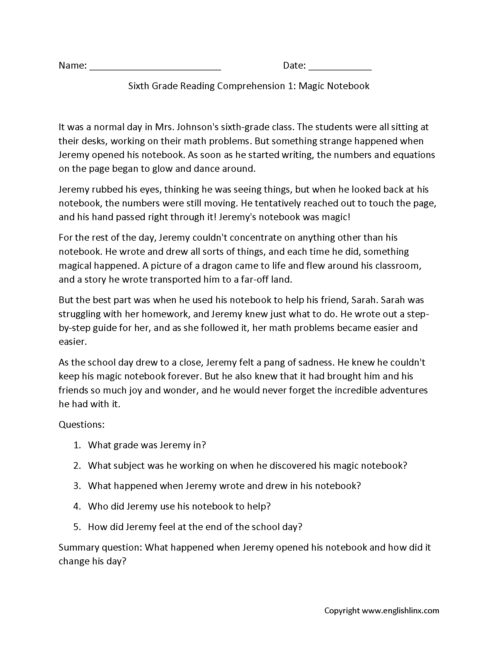 Reading Worksheets Printable Reading Skills By Grade Topic
