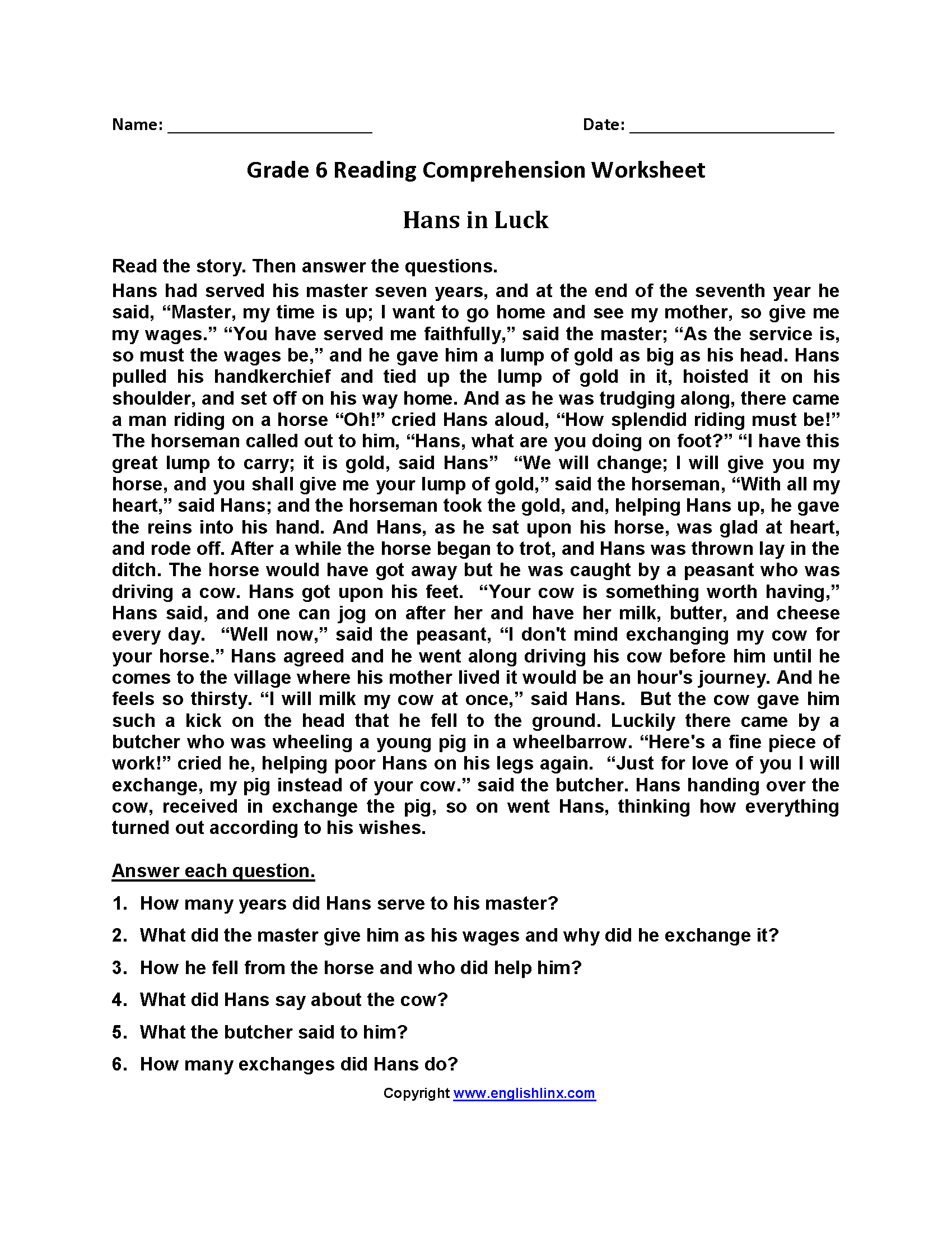 Reading Worksheets Free Language Arts Printables Worksheets Library