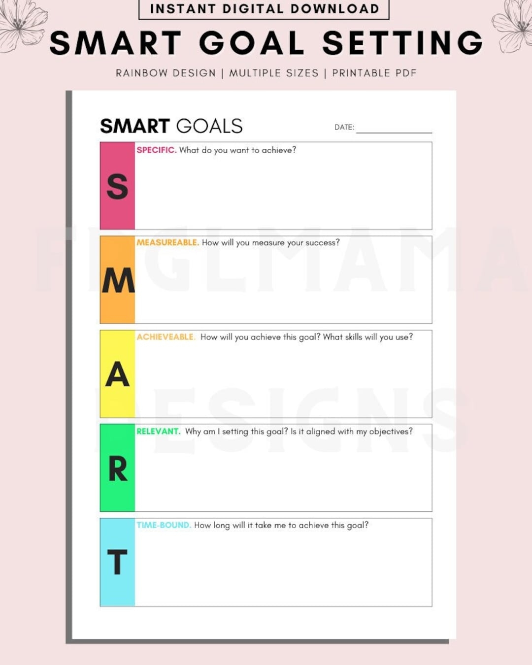 SMART Goals Worksheet Goal Setting Planner Digital Download Etsy SMART Goals Worksheet Goal Setting Planner Digital Download Etsy