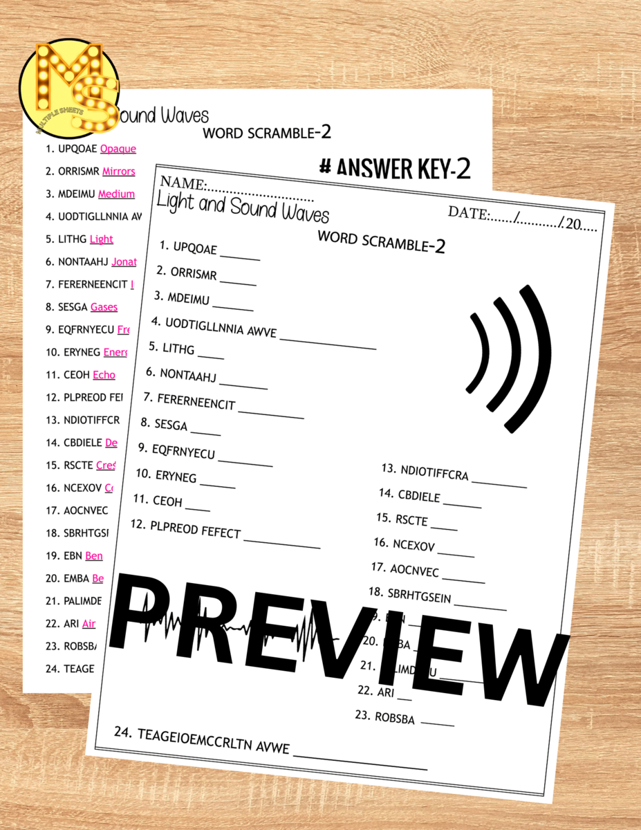 Sound And Light Waves Worksheets Crossword Word Scramble Word Search Made By Teachers Sound And Light Waves Worksheets Crossword Word Scramble Word Search Made By Teachers