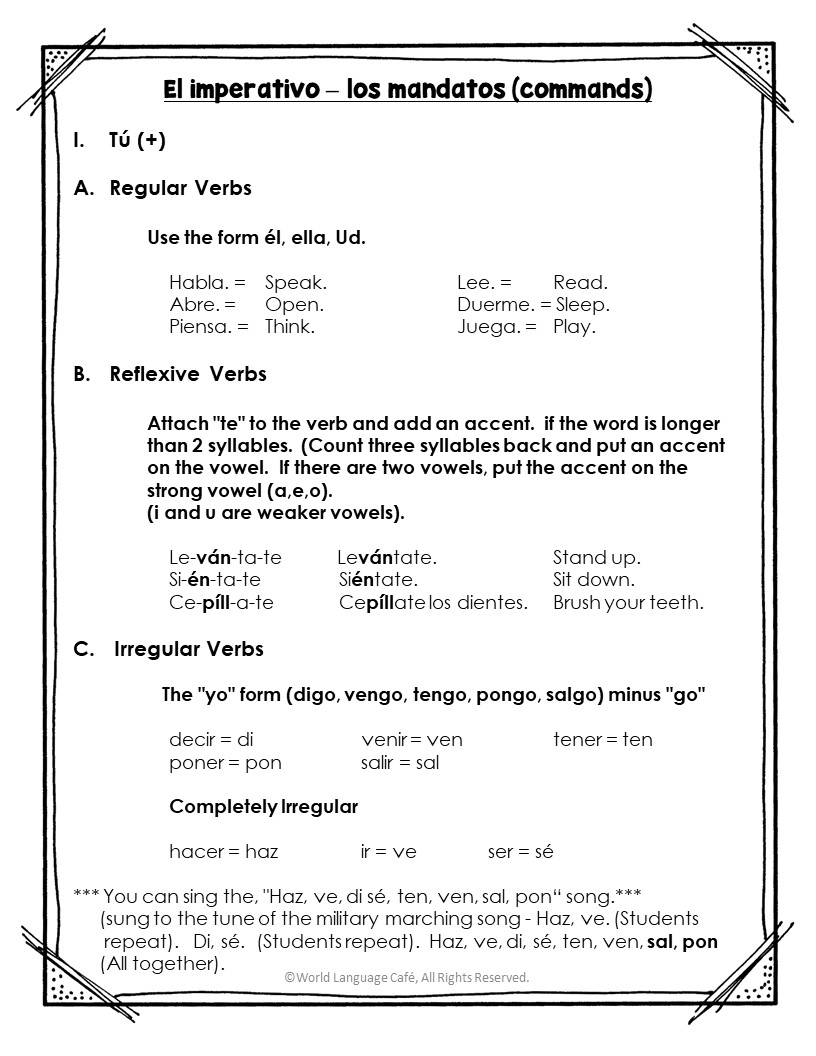 Spanish Commands Activities And Lesson Plans World Language Cafe Spanish Commands Activities And Lesson Plans World Language Cafe