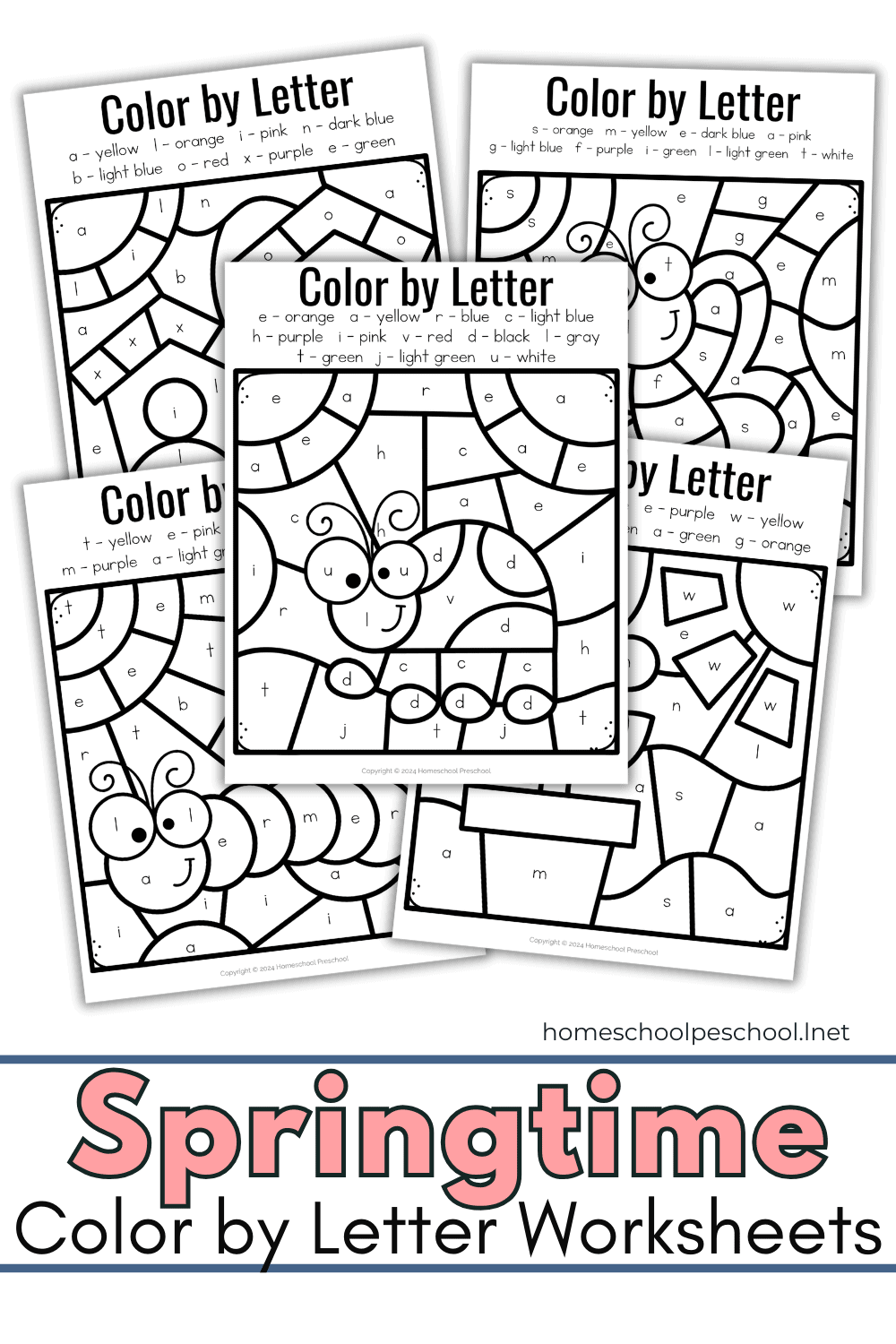 Spring Color By Letter Fun Worksheets Spring Color By Letter Fun Worksheets