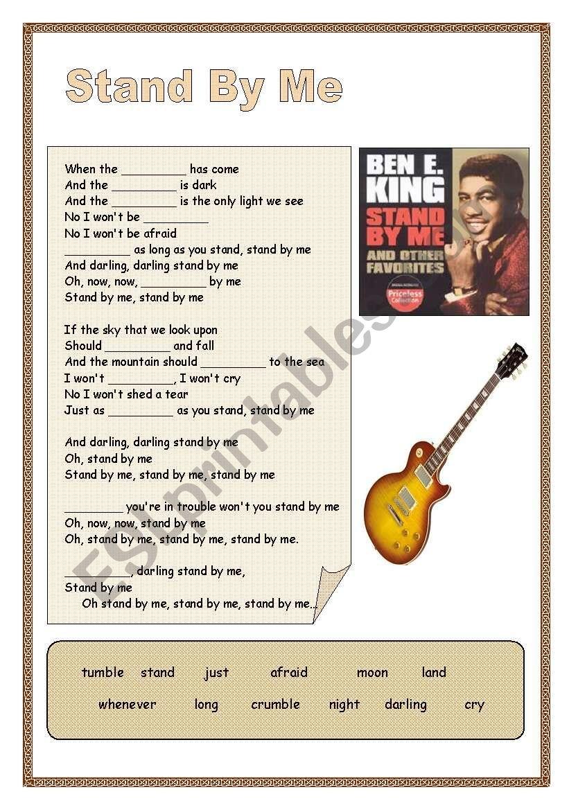 Stand By Me Ben E King ESL Worksheet By Blake69 Free Benjamin Franklin Coloring Page Timeline Worksheet