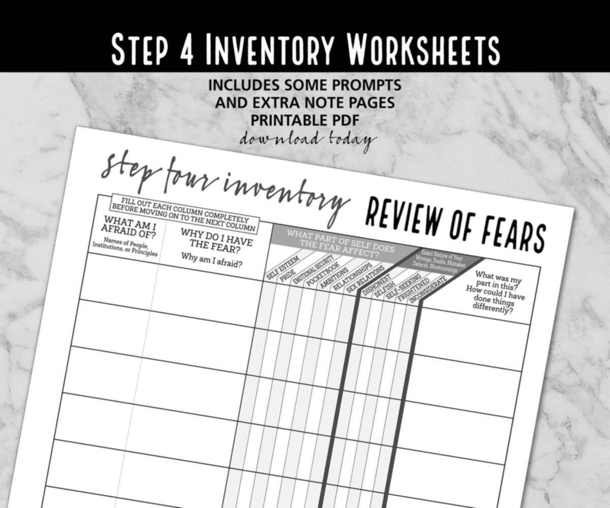 Step 4 Inventory Worksheets Instant Download Pdf Etsy Israel Step 4 Inventory Worksheets Instant Download Pdf Etsy Israel