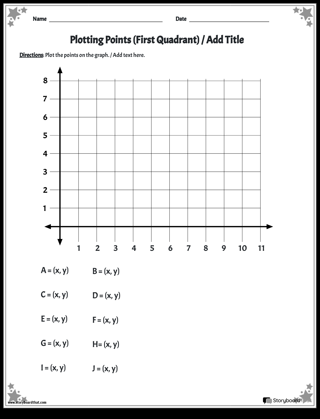 Storyboard That Create Coordinate Plane Worksheets
