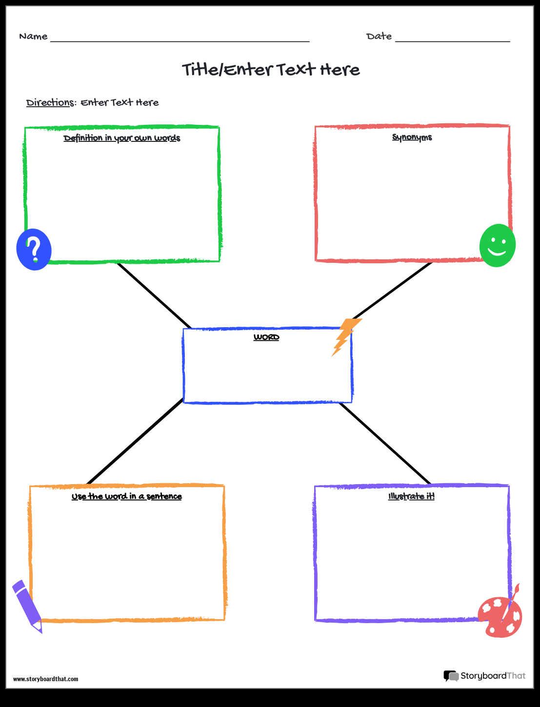 Storyboard That Free Vocabulary Worksheet Templates