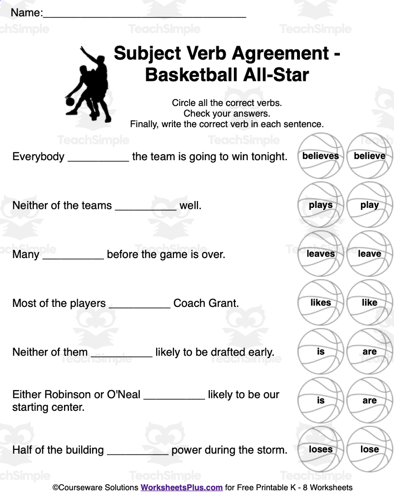 Subject Verb Agreement Worksheets And Task Cards For 5th And 6th Grade By Teach Simple