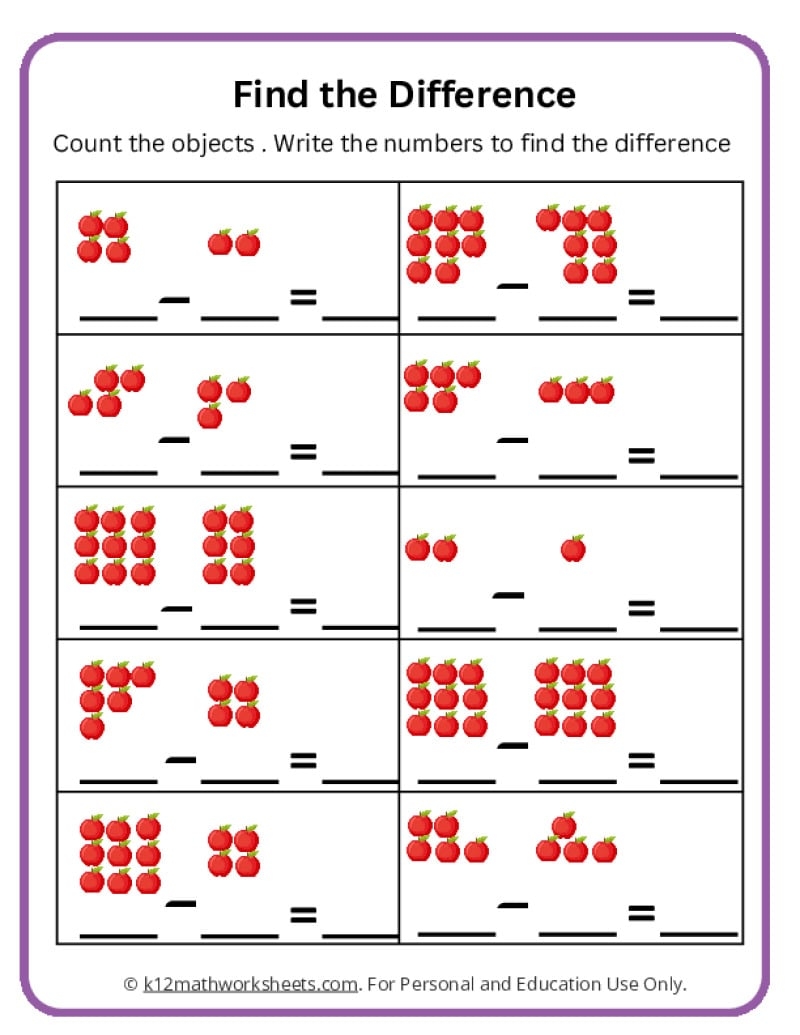 Subtraction Worksheets For Kindergarten Beginner Subtraction 10 Kindergarten Subtraction Worksheets FREE Printable Worksheets Worksheetfun