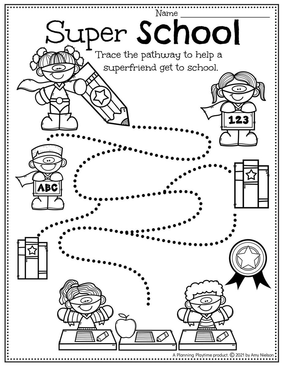 Super School Tracing Worksheets Superhero Preschool Worksheets Planning Playtime