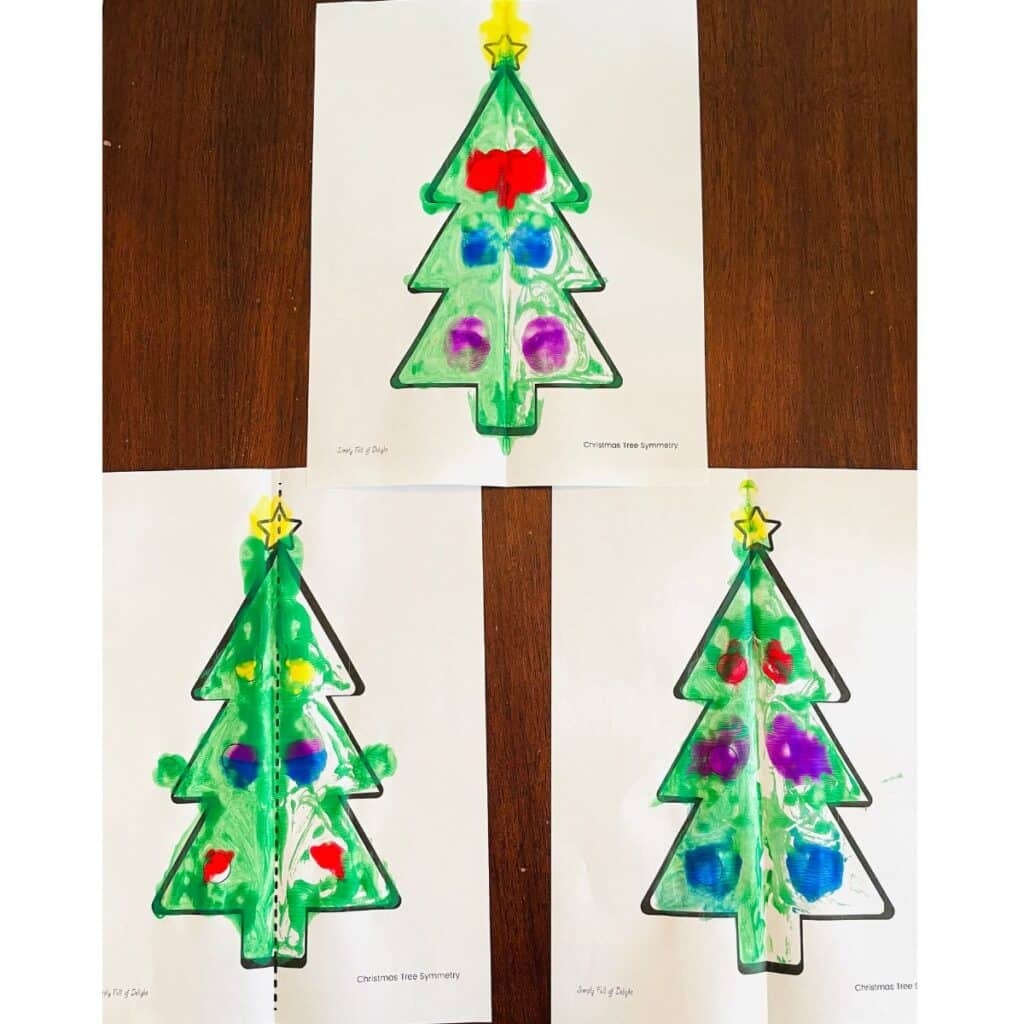 Symmetry Christmas Tree Painting Free Printable