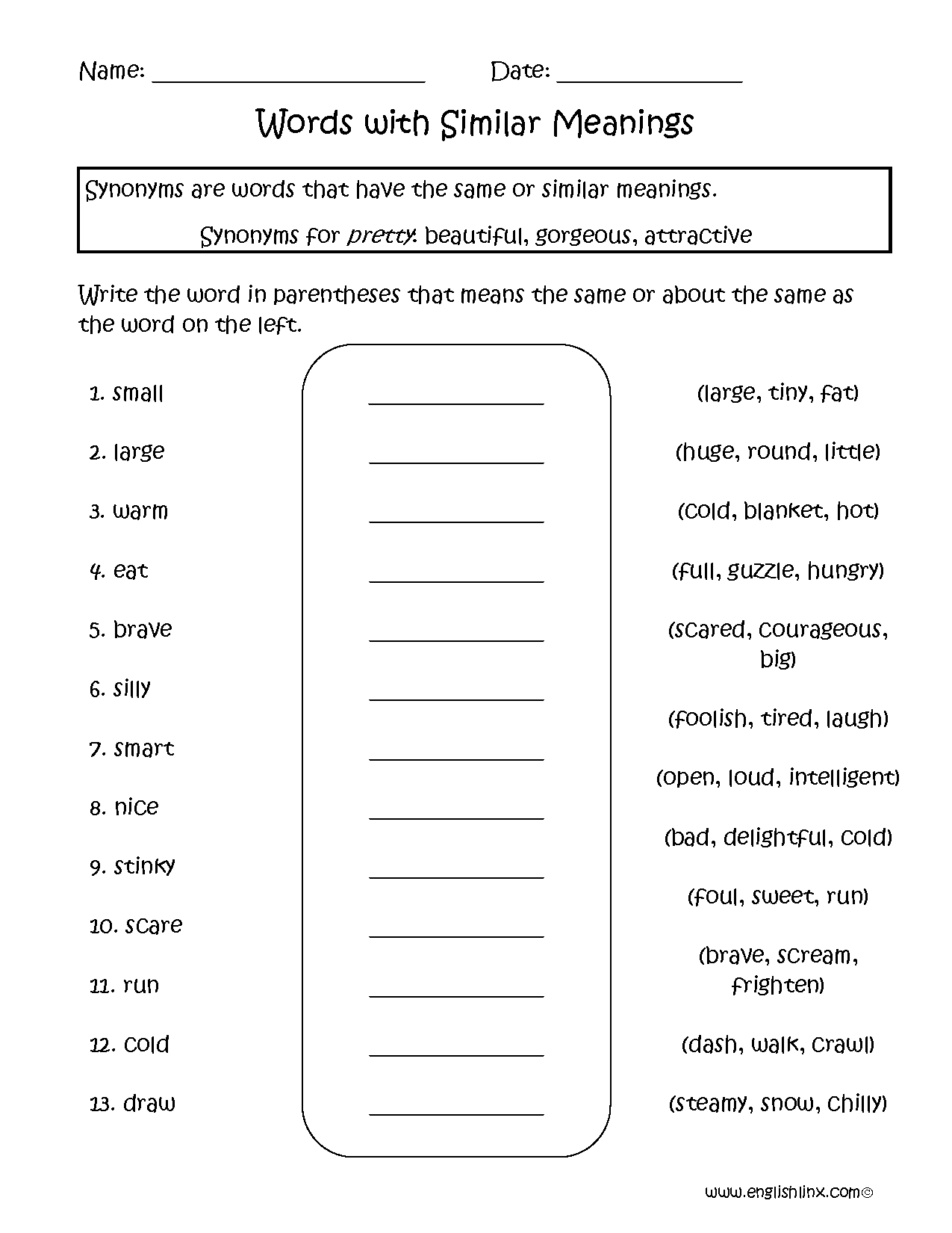 Synonyms Worksheets Free Printable Vocabulary Activities Synonyms Worksheets Free Printable Vocabulary Activities