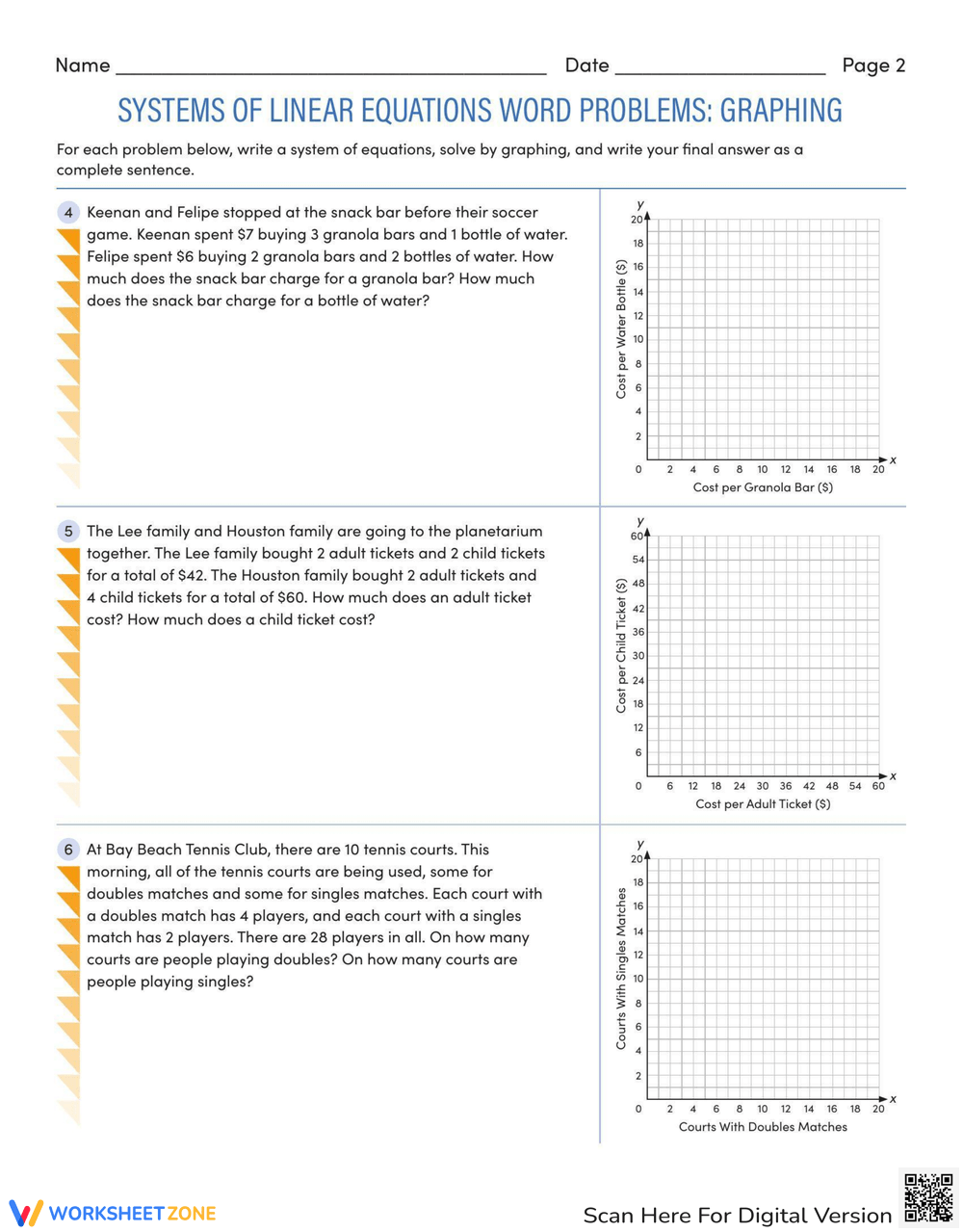 Systems Of Linear Equations Word Problems Graphing Worksheet Worksheets Library