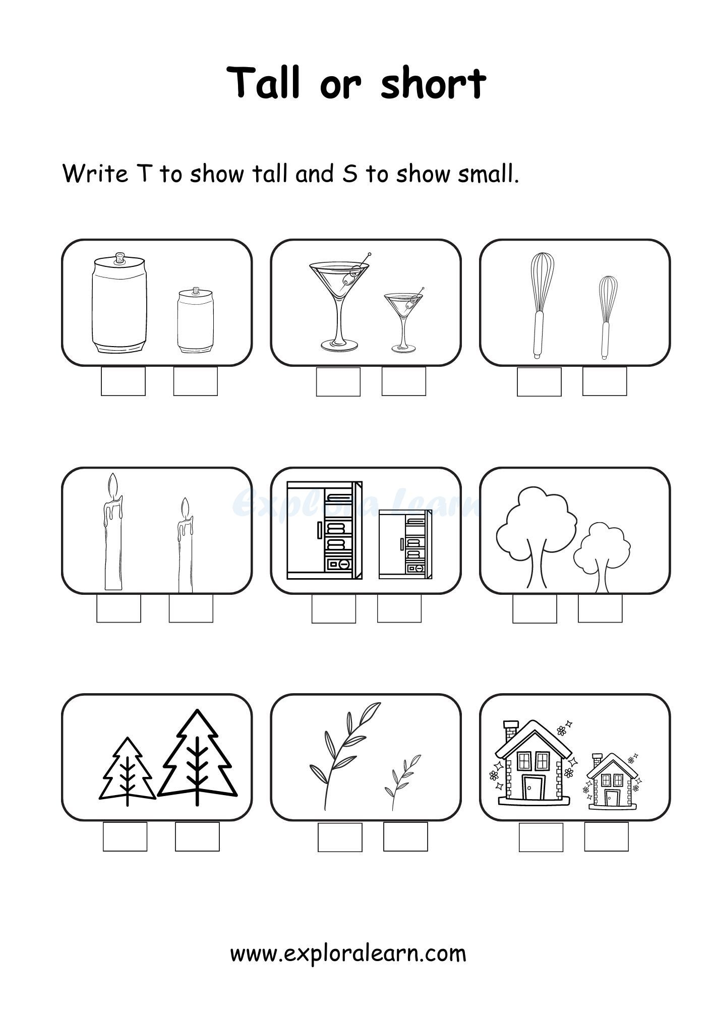Tall And Short Comparison Worksheets For Preschool And Kindergarten 2 To 6 Years Kids Tall And Short Comparison Worksheets For Preschool And Kindergarten 2 To 6 Years Kids