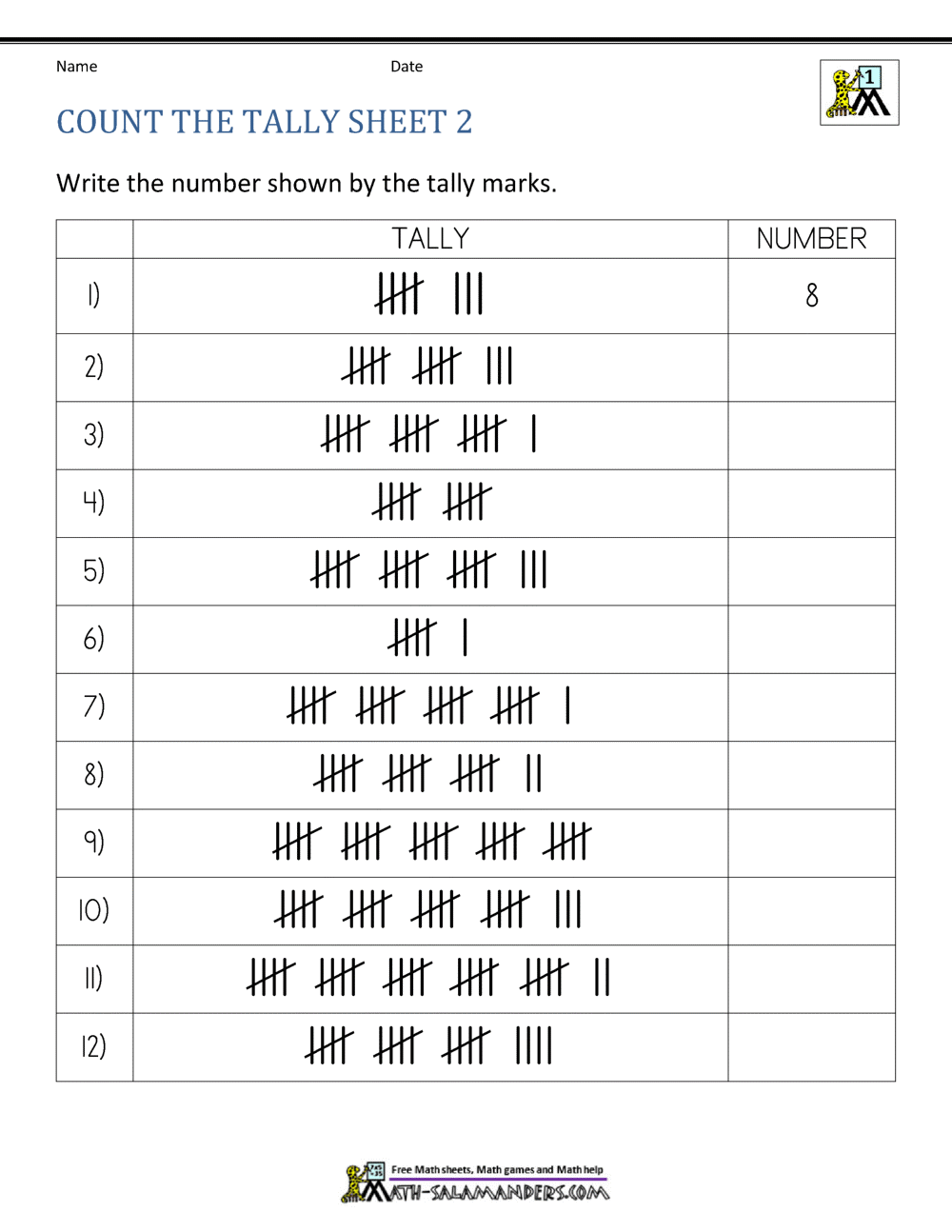 Tally Marks Superstar Worksheets