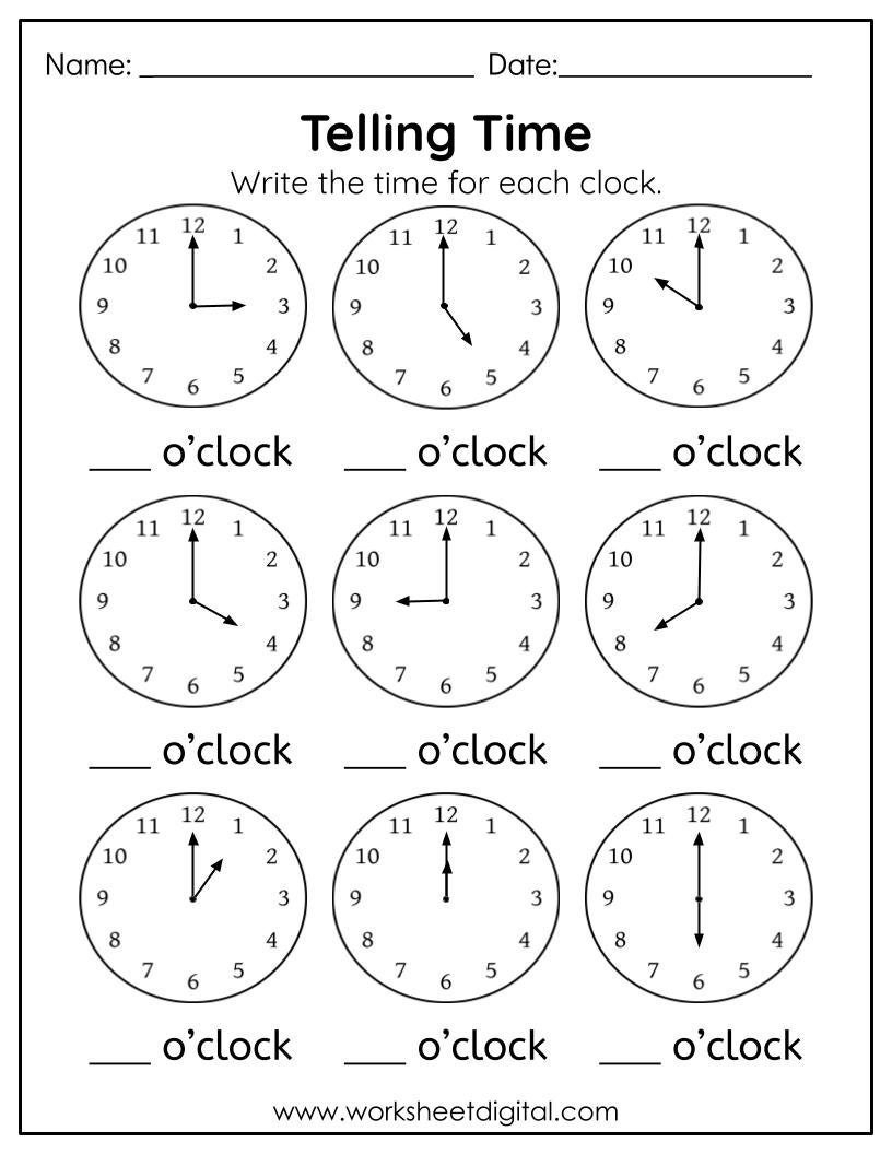 Telling Time Worksheets