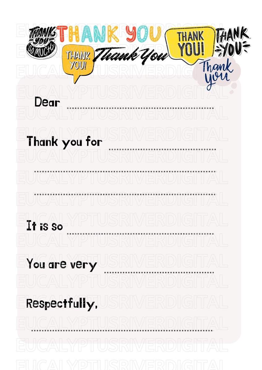 Thank You Letter Template Children Thank You Kid Thank You Etsy Thank You Letter Template Children Thank You Kid Thank You Etsy