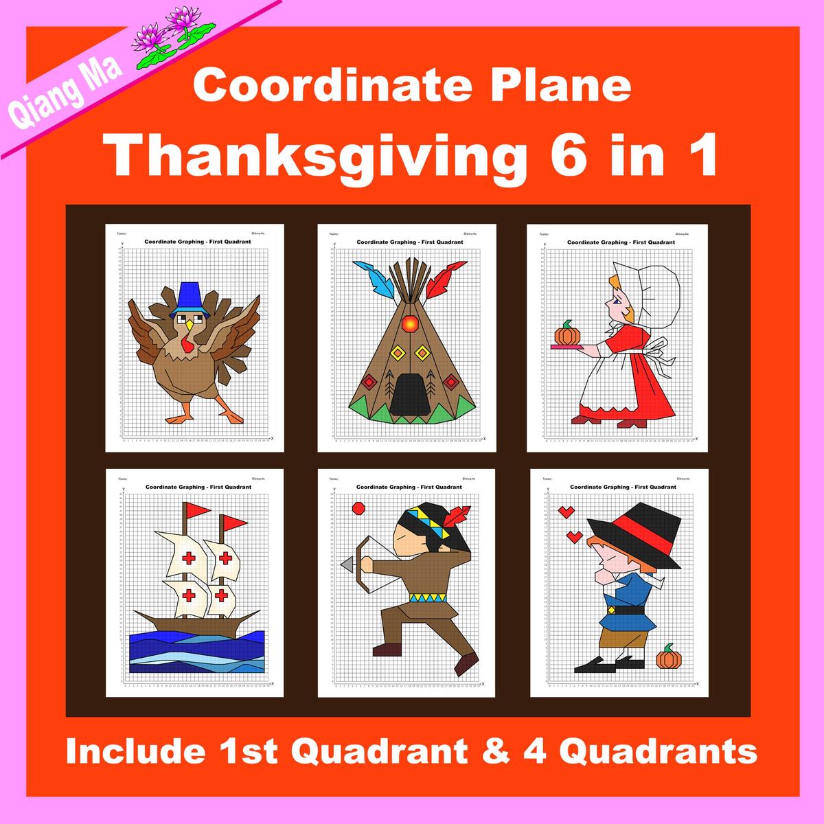 Thanksgiving Coordinate Plane Graphing Picture Thanksgiving Bundle 6 In 1 Made By Teachers Thanksgiving Coordinate Plane Graphing Picture Pumpkin Pie Made By Teachers
