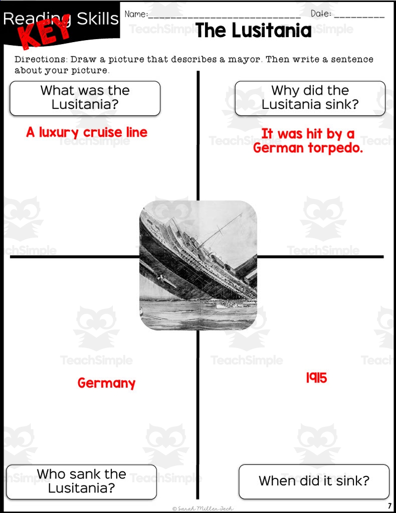 The Lusitania Reading Packet By Teach Simple The Lusitania Reading Packet By Teach Simple