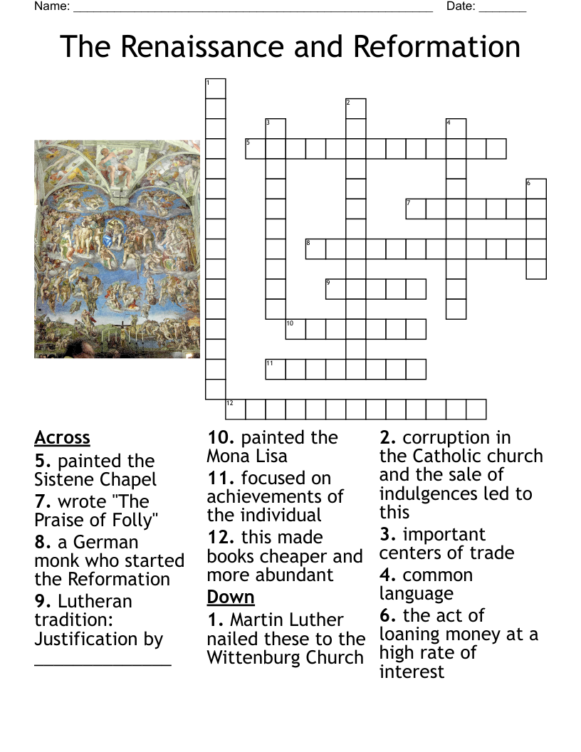 The Reformation Crossword WordMint