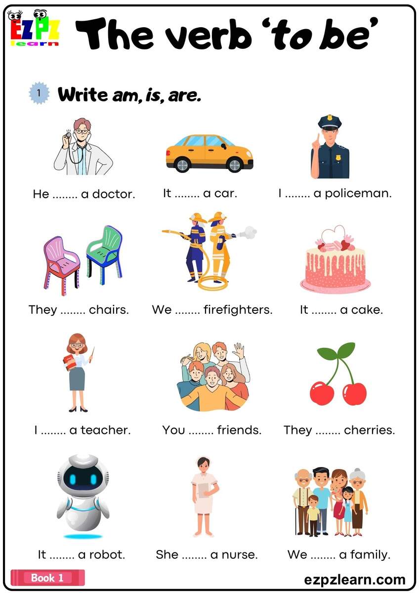 The Verb To Be Simple Present Fill In The Blanks Grammar Worksheet Ezpzlearn