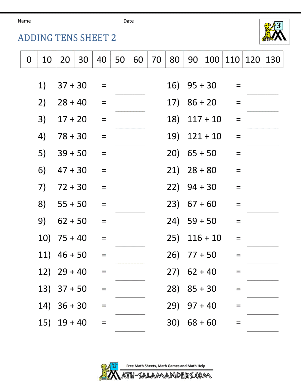 Third Grade Addition Worksheets