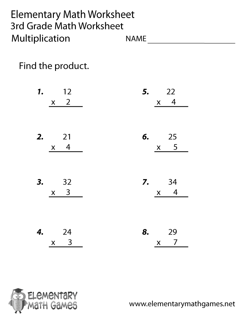Third Grade Multiplication Worksheet Third Grade Addition Worksheets