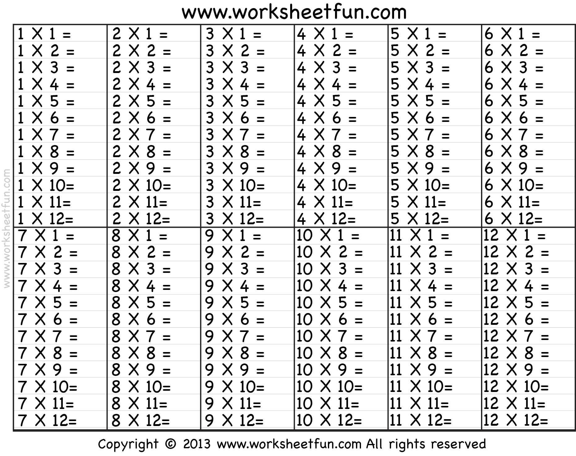 Master Multiplication With Fun Free Printable Times Table Worksheets
