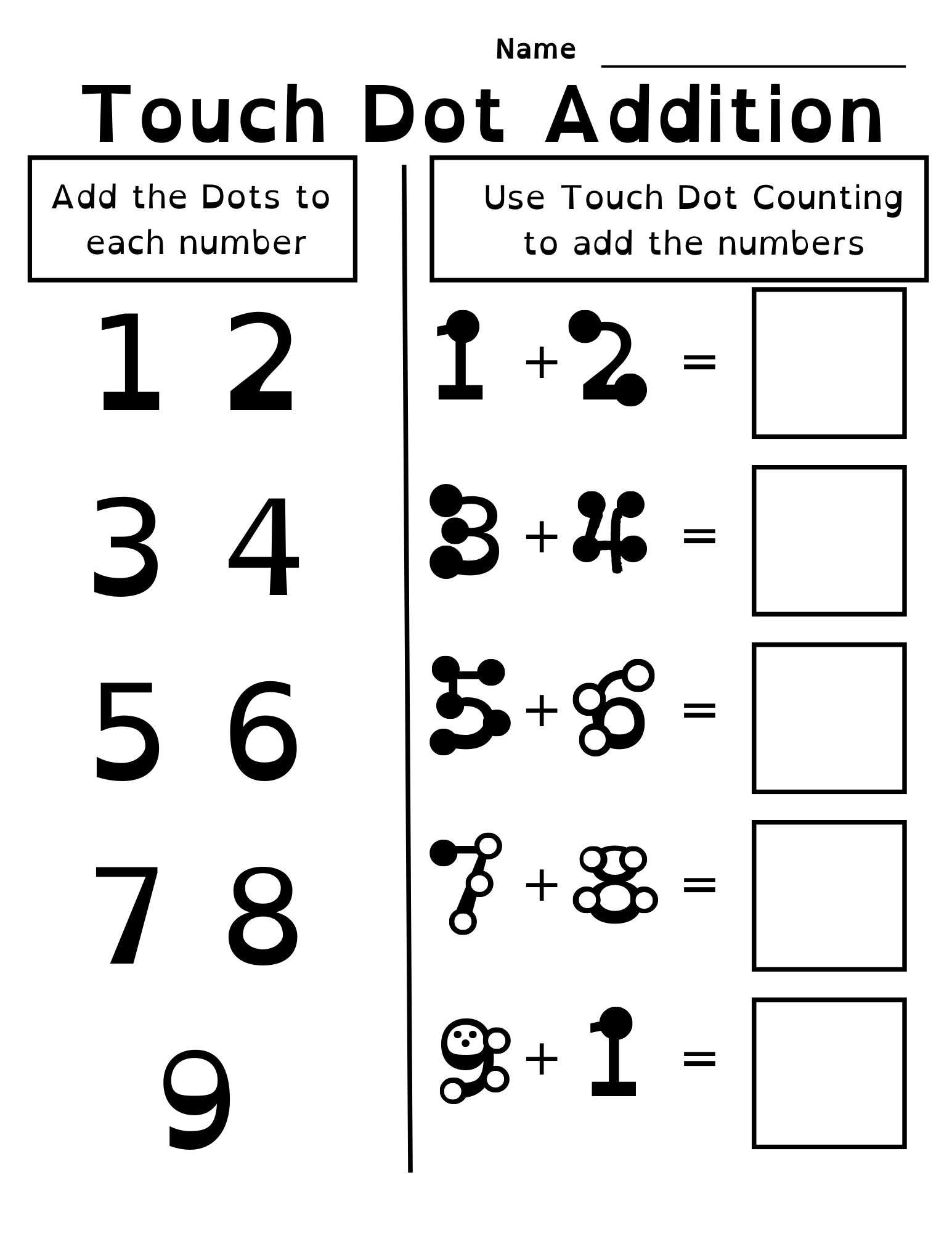 Touch Dot Math And Addition Etsy Printable 2nd Grade Touch Math Worksheets