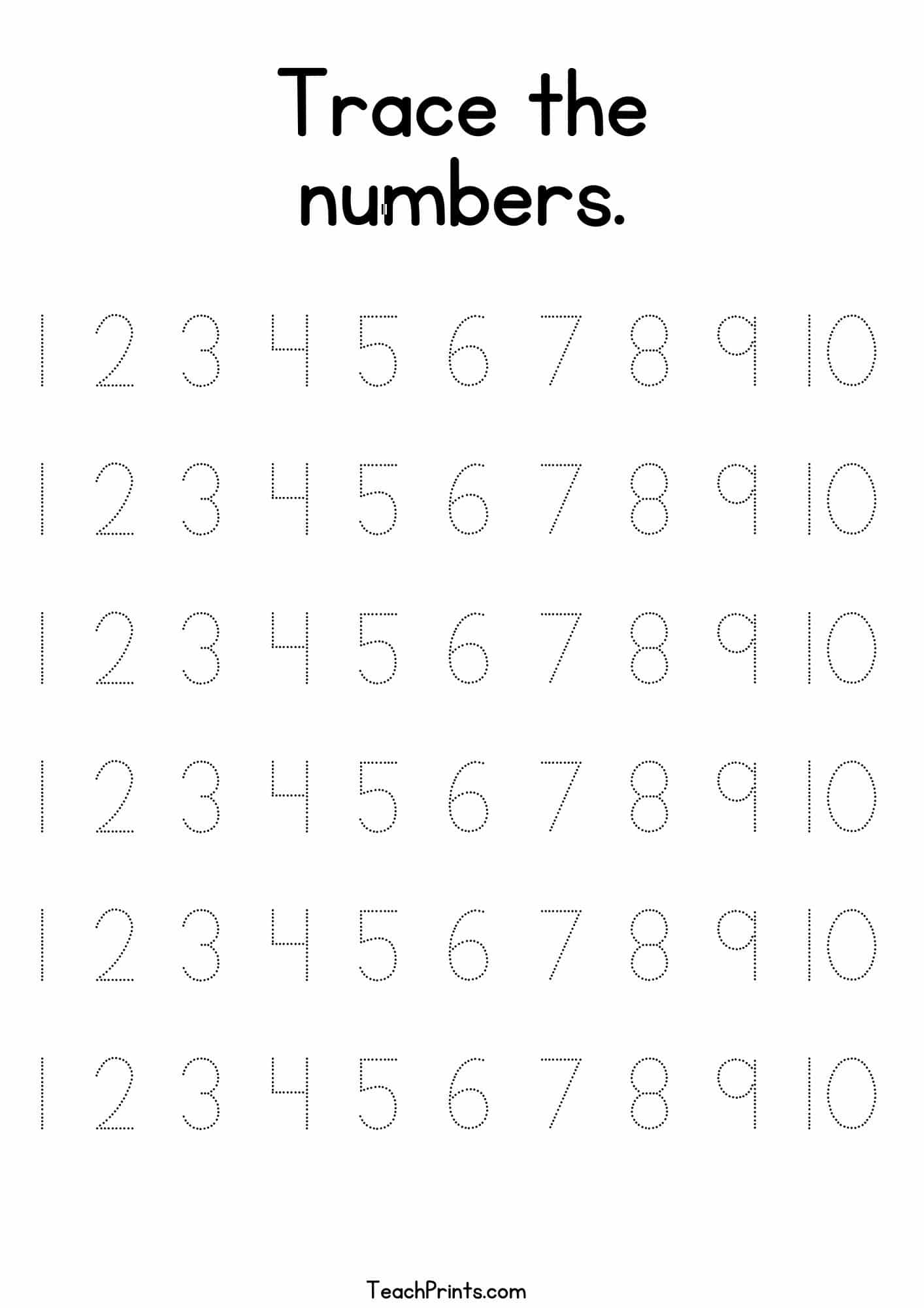 Tracing Numbers 1 10