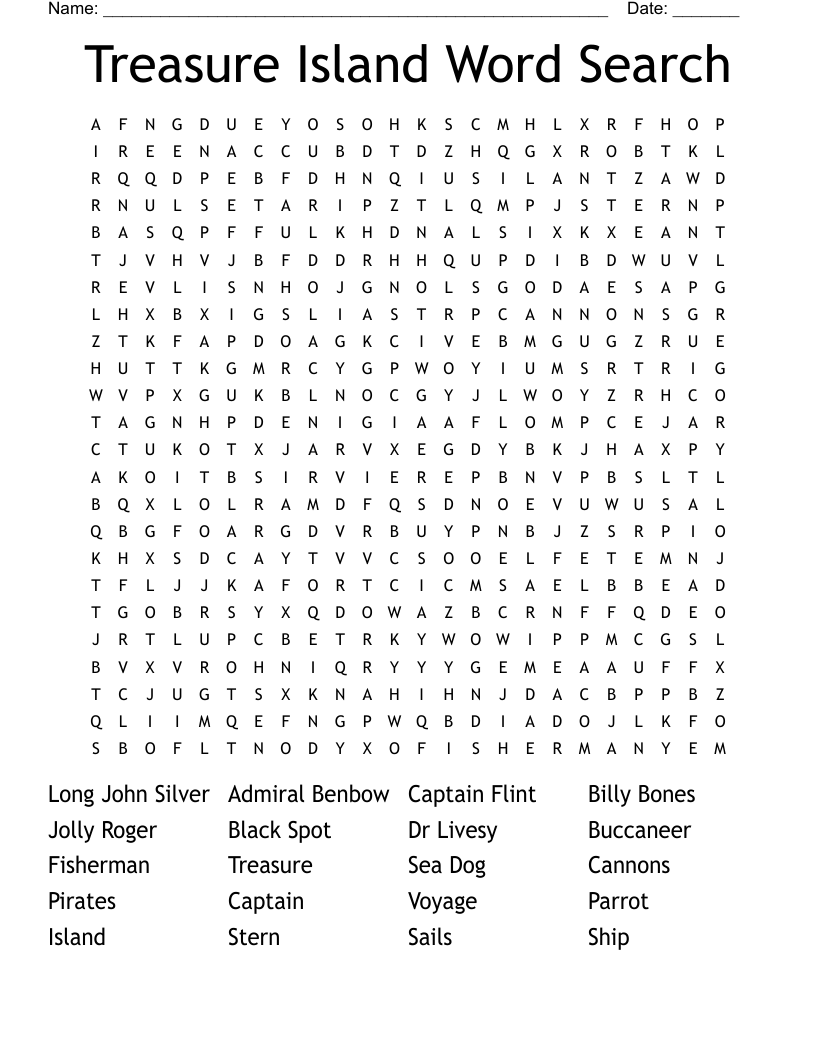 Treasure Island Chapter 1 Word Search WordMint