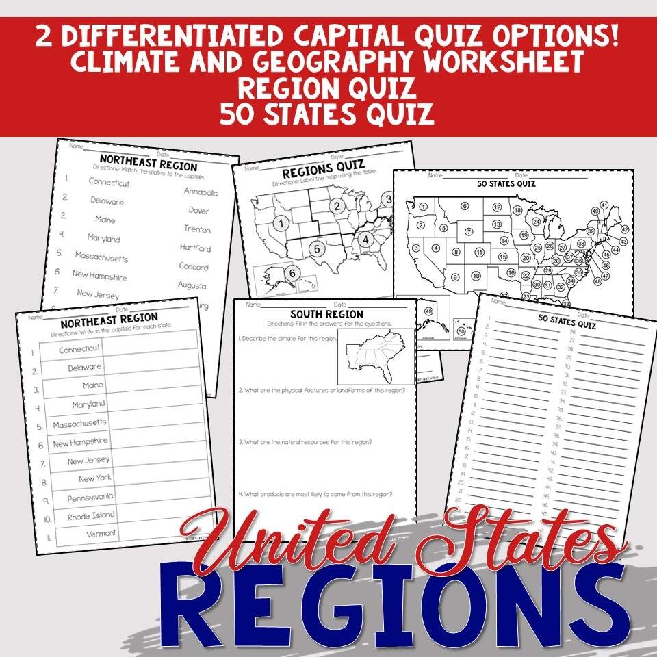 United States Regions Worksheets And Printables Homeschool Geography 4th 5th 6th Grade Calm Wave United States Regions Worksheets And Printables Homeschool Geography 4th 5th 6th Grade Calm Wave