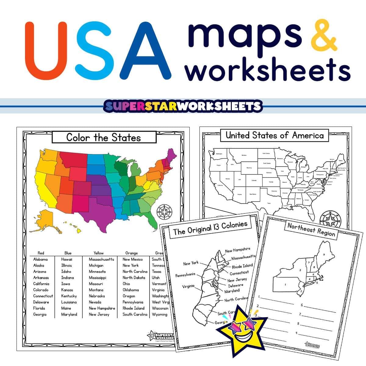 50 States Capitals Worksheets Free Printables Superstar Worksheets