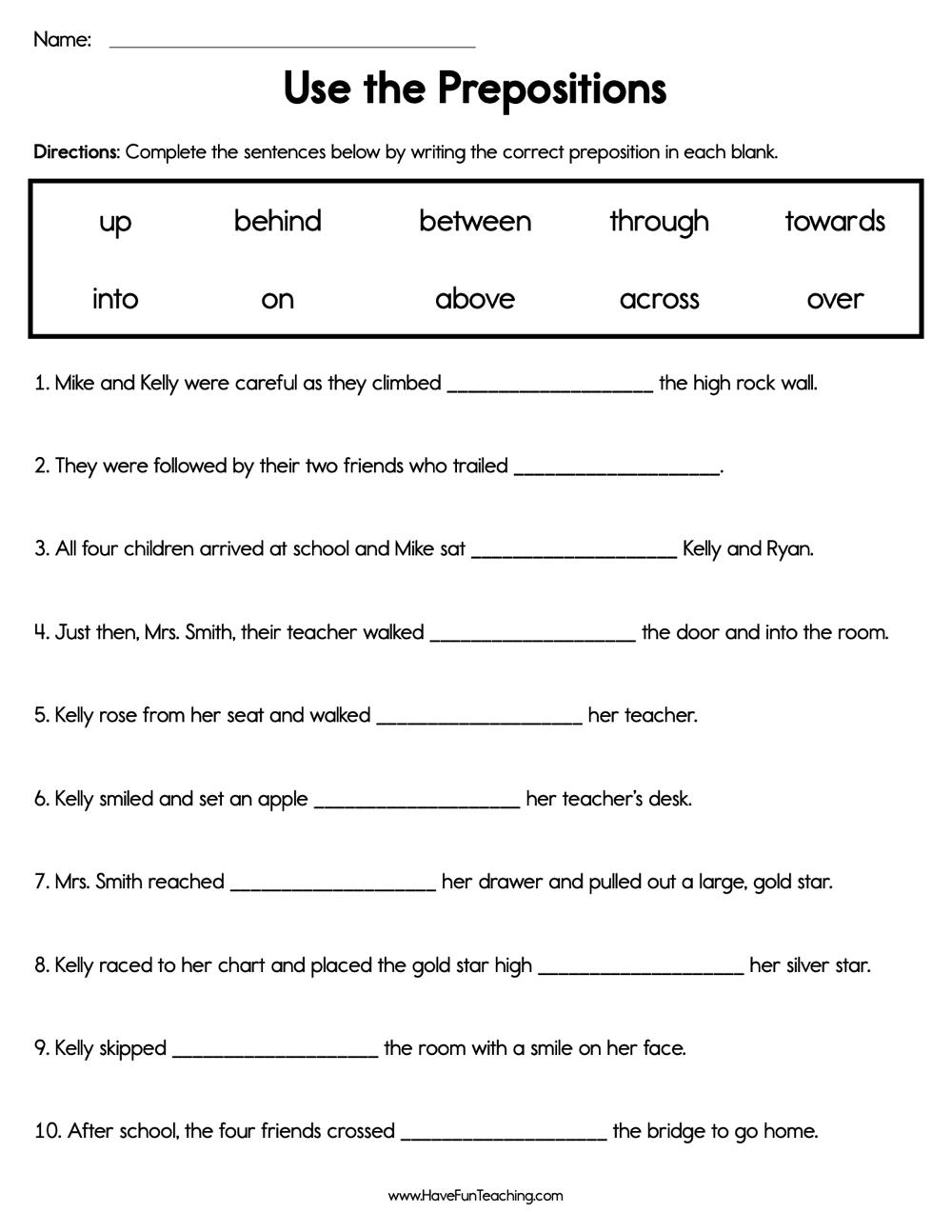 Use The Prepositions Worksheet Have Fun Teaching Use The Prepositions Worksheet Have Fun Teaching