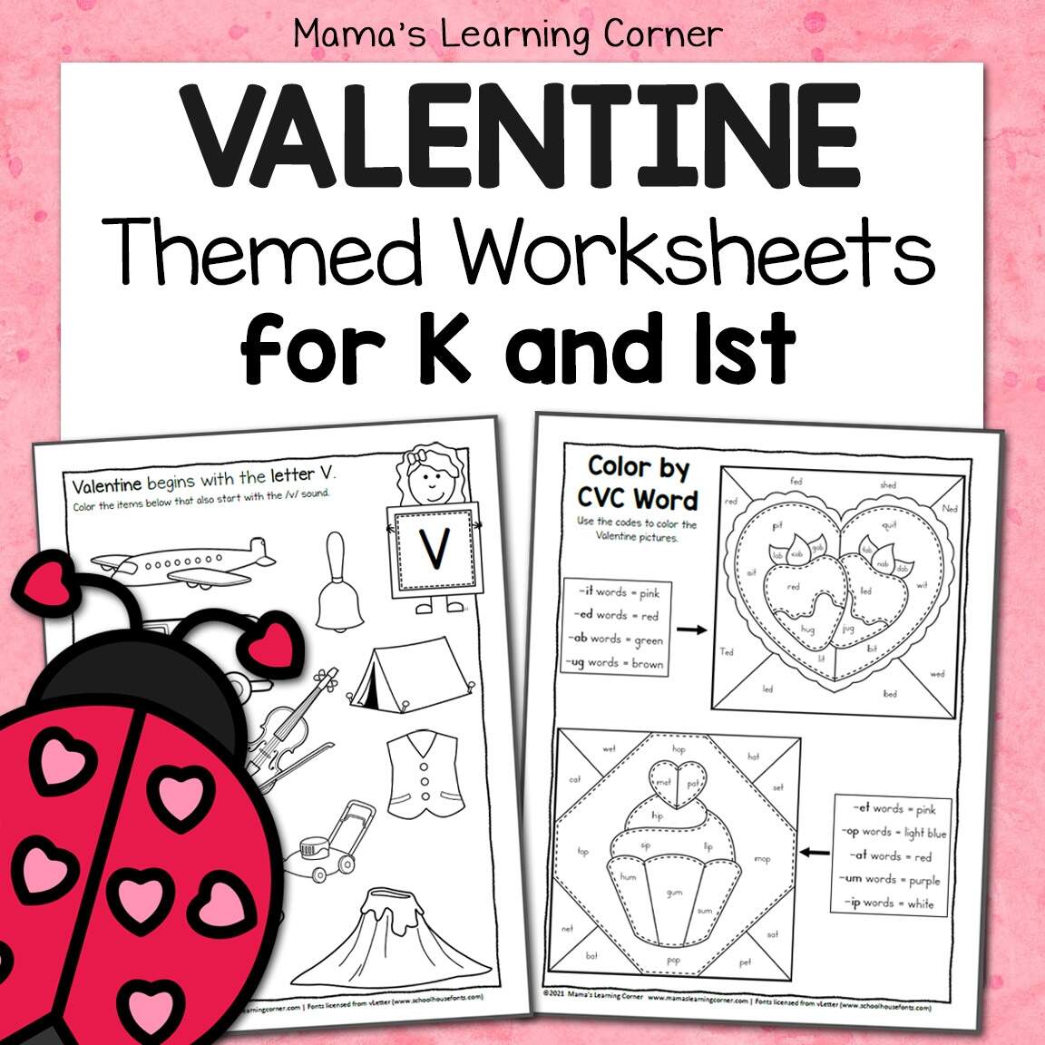 Valentine S Day Worksheets For Kindergarten And First Grade Mamas Learning Corner