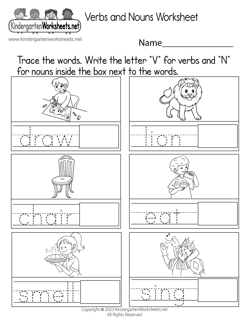 Verbs And Nouns Worksheet Free Printable Digital PDF