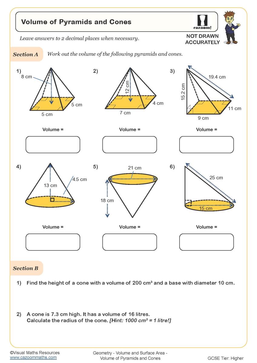 Surface Area Of Cones And Spheres Worksheet Printable PDF Worksheets