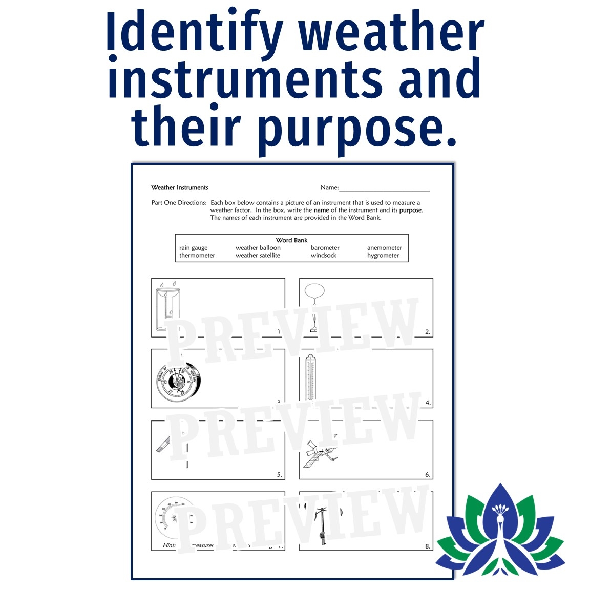 Weather Instruments Worksheet Flying Colors Science Weather Instruments Worksheet Flying Colors Science