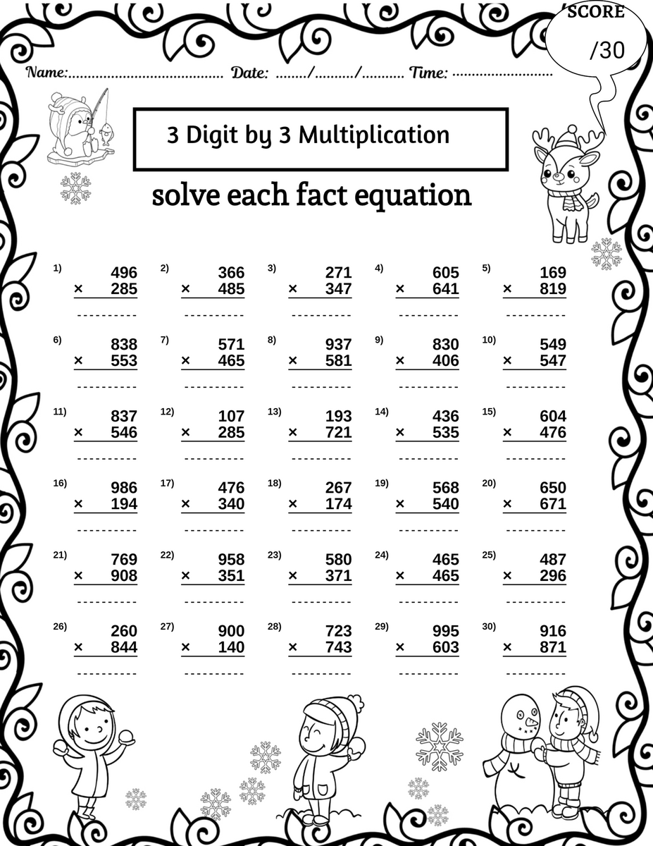 Winter 3 Digit By 3 Digit Multiplication Worksheets Missing Numbers Worksheets Made By Teachers Winter 3 Digit By 3 Digit Multiplication Worksheets Missing Numbers Worksheets Made By Teachers