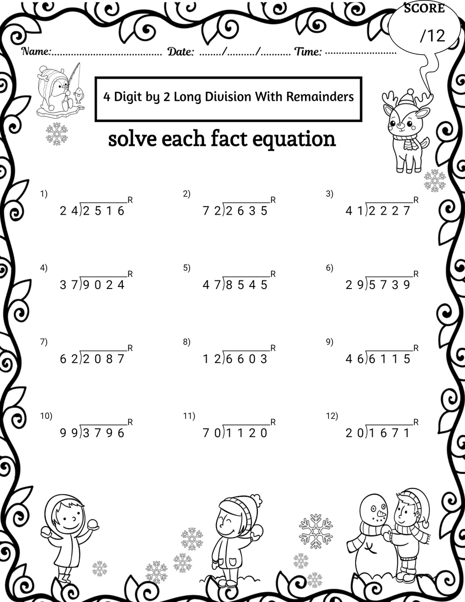 Winter 4 Digit By 2 Digit Long Division Worksheets No Remainders Made By Teachers Winter 4 Digit By 2 Digit Long Division Worksheets No Remainders Made By Teachers