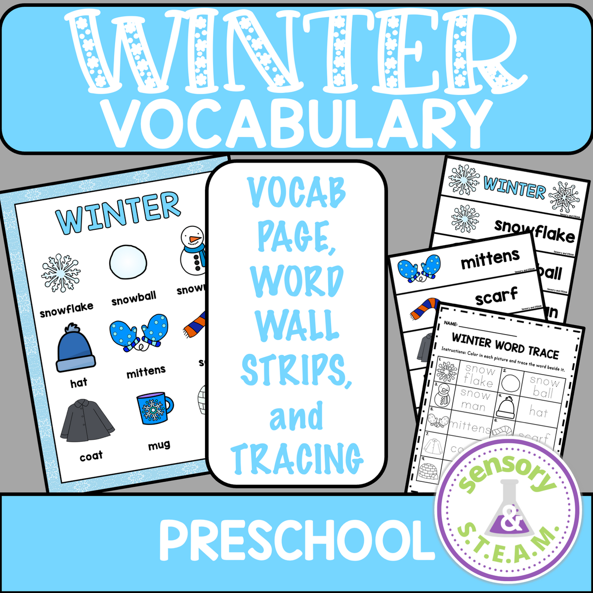 WINTER VOCABULARY PAGE FREEBIE Word Wall Pocket Charts Tracing Sheet Vocab Made By Teachers