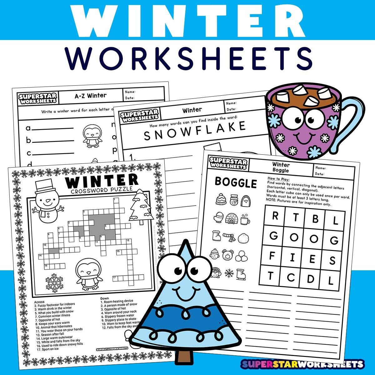 Winter Worksheets Free Printables Superstar Worksheets FREE Winter Math Worksheets For Kindergarten