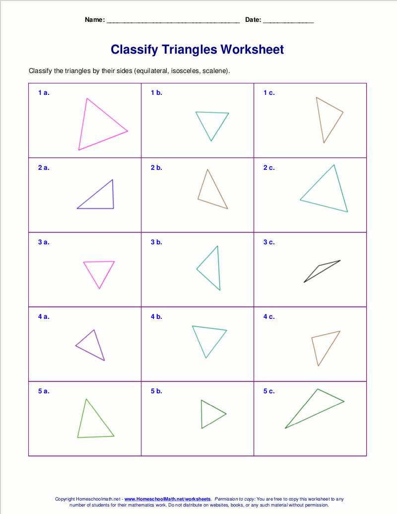 Worksheets For Classifying Triangles By Sides Angles Or Both