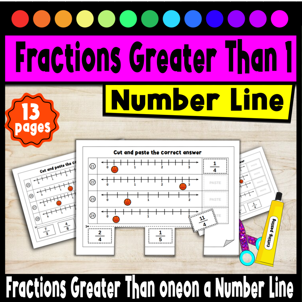 Worksheets For Fractions Greater Than 1 On A Number Line Made By Teachers