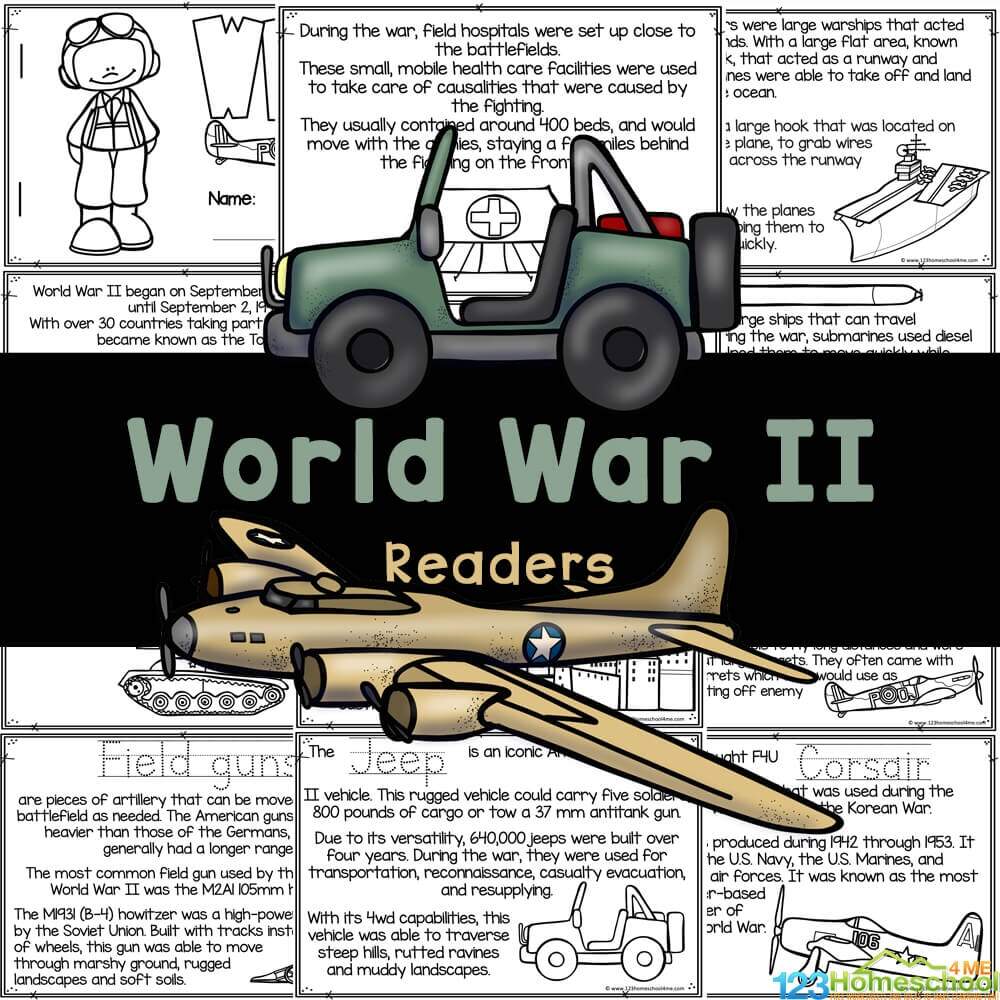 World War 2 For Kids Reader To Color And Learn WWII Portfolio Project Homeschool Den