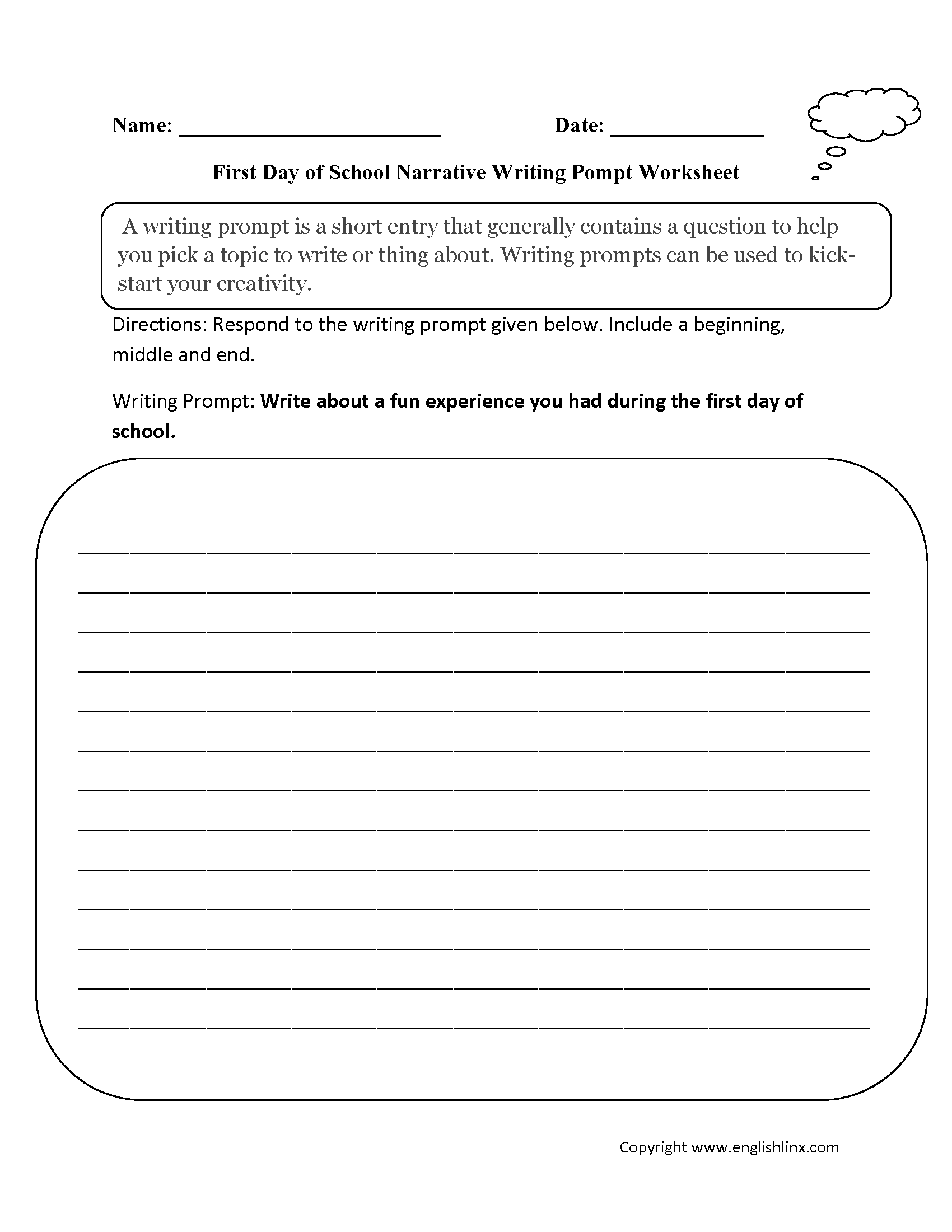 Writing Prompts Worksheets Narrative Writing Prompts Worksheets Writing Worksheets For Creative Kids Free PDF Printables EdHelper